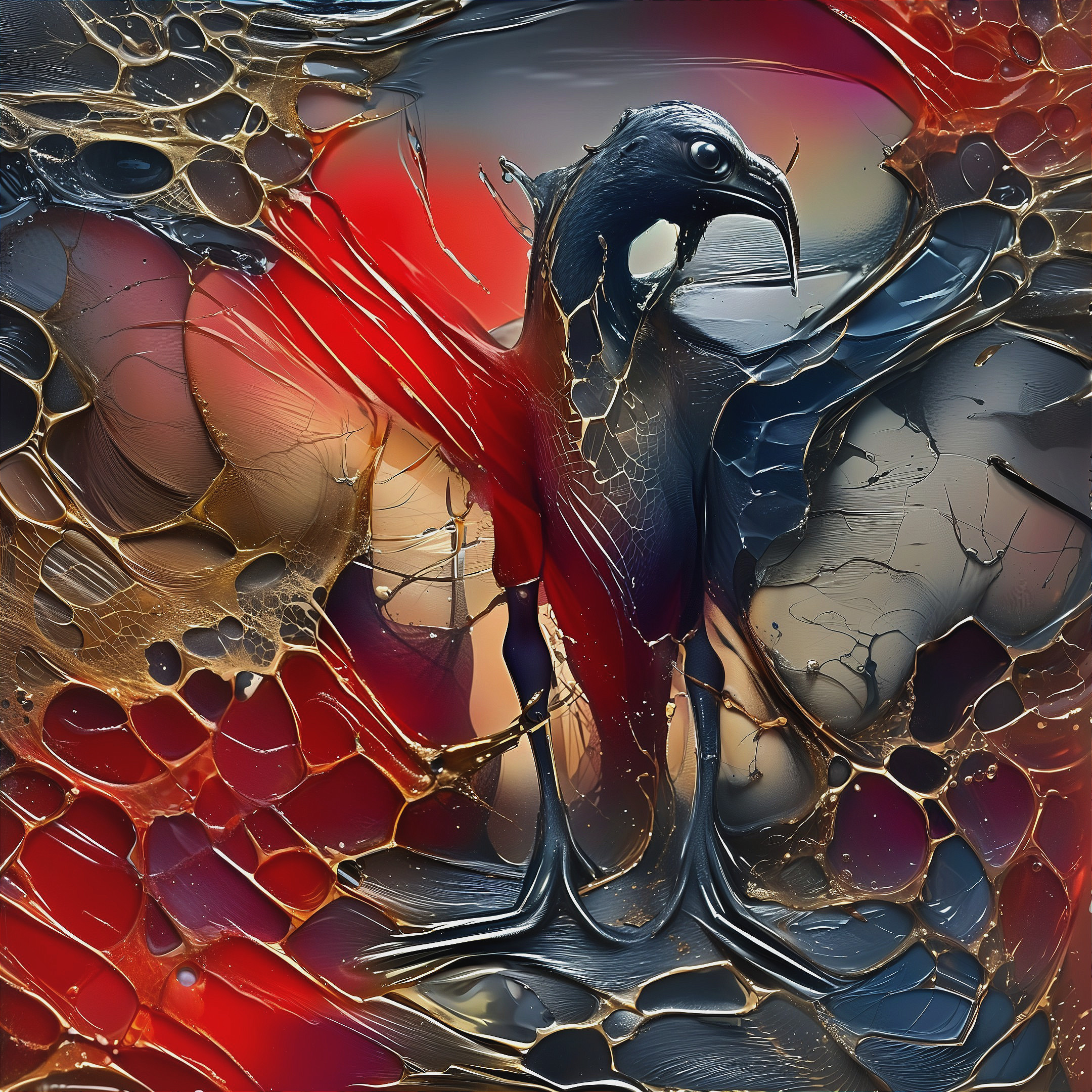 Abstract Bird Representation with Vivid Background
