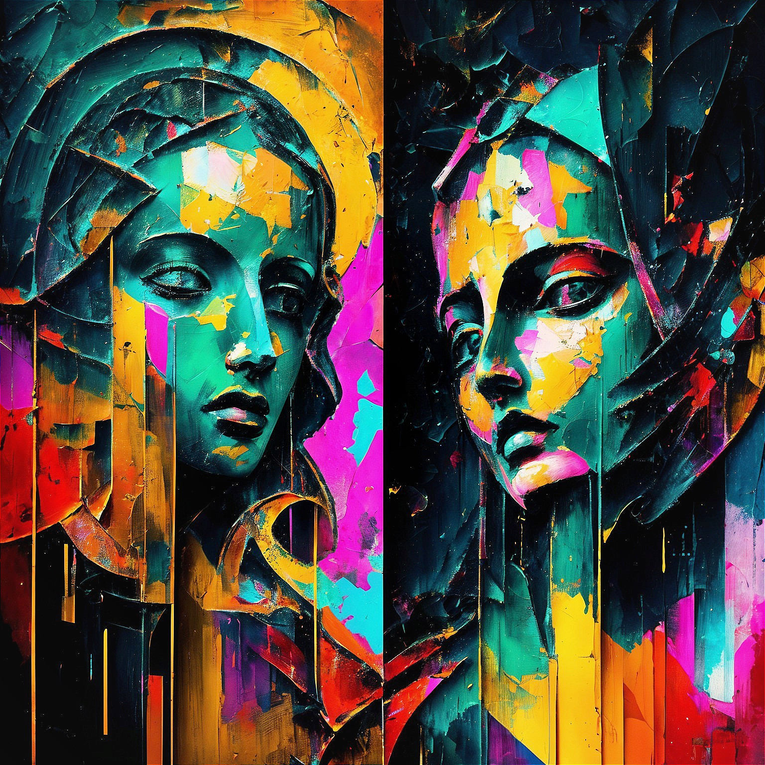 Female Portraits in Vibrant Abstract Colors