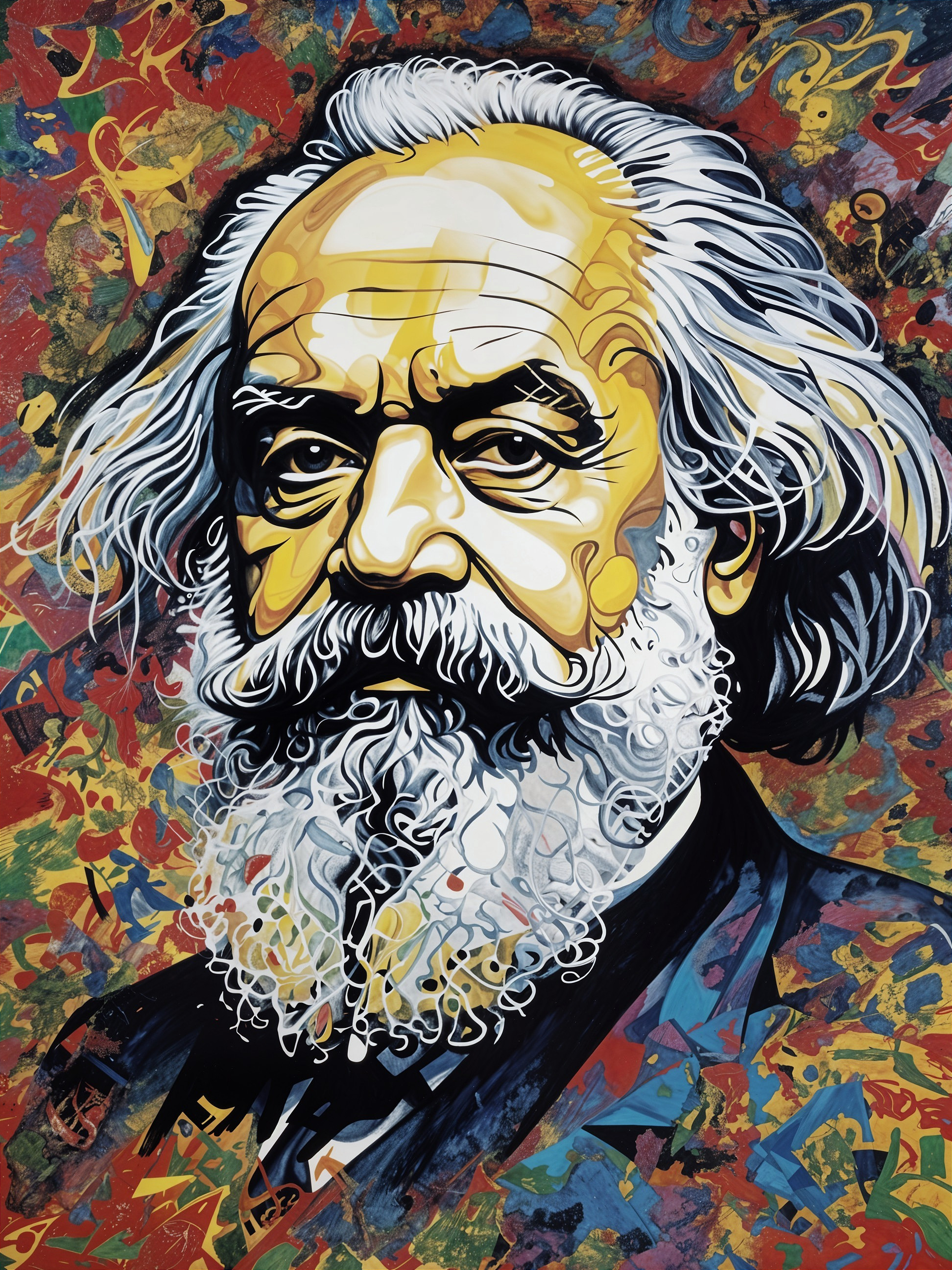 Abstract Portrait of Karl Marx with Bold Colors