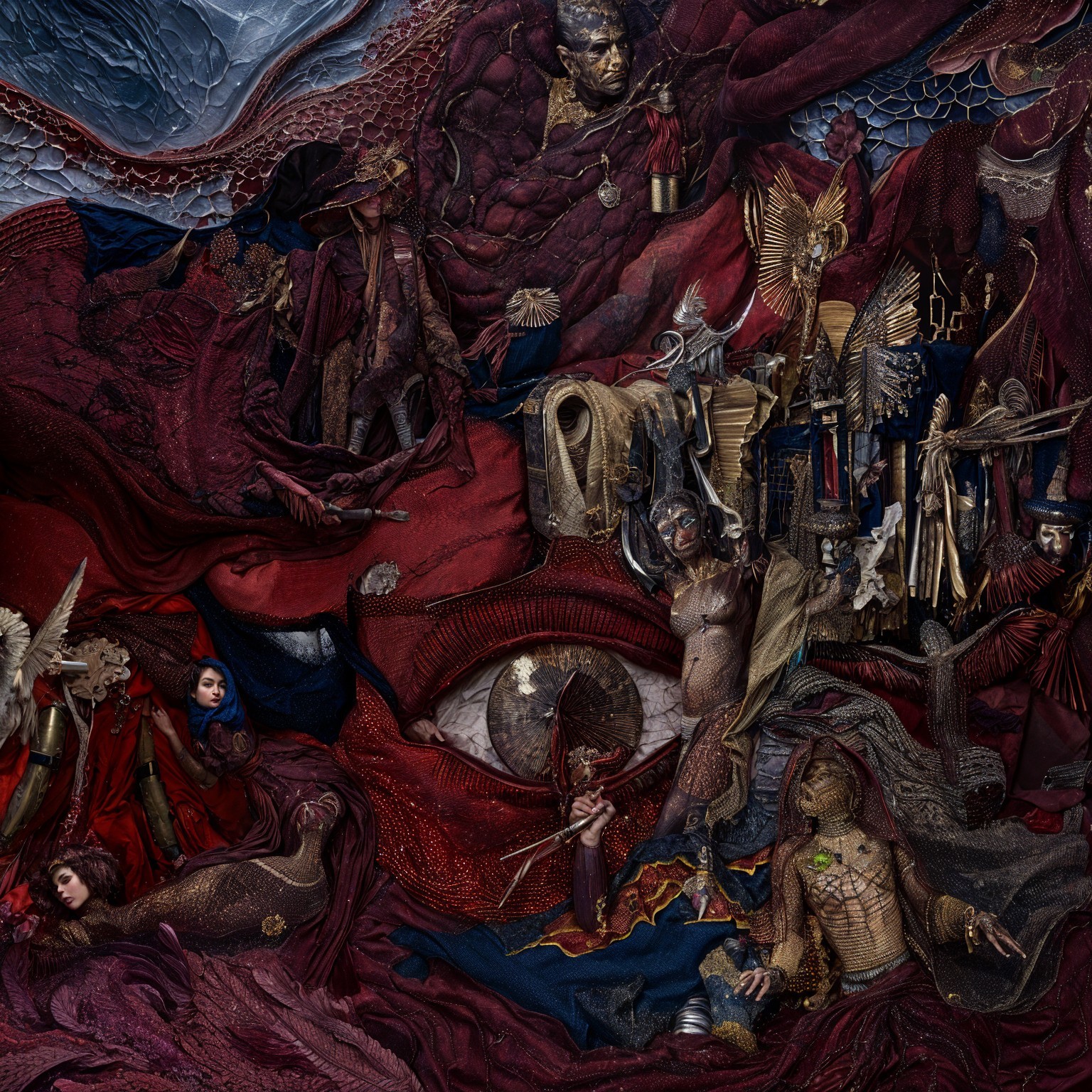 Surreal Tapestry of Colors and Textures with Eye Motif