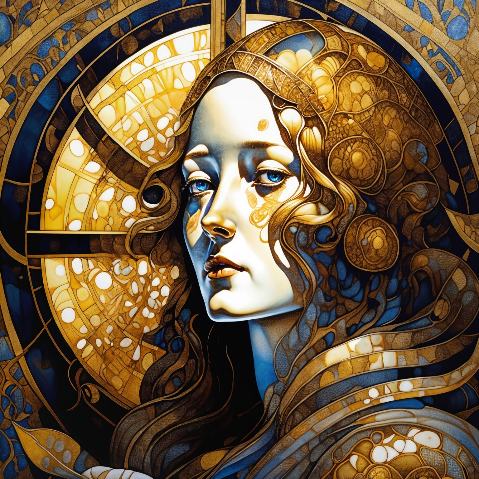 Intricate Portrait of a Woman with Ornate Background