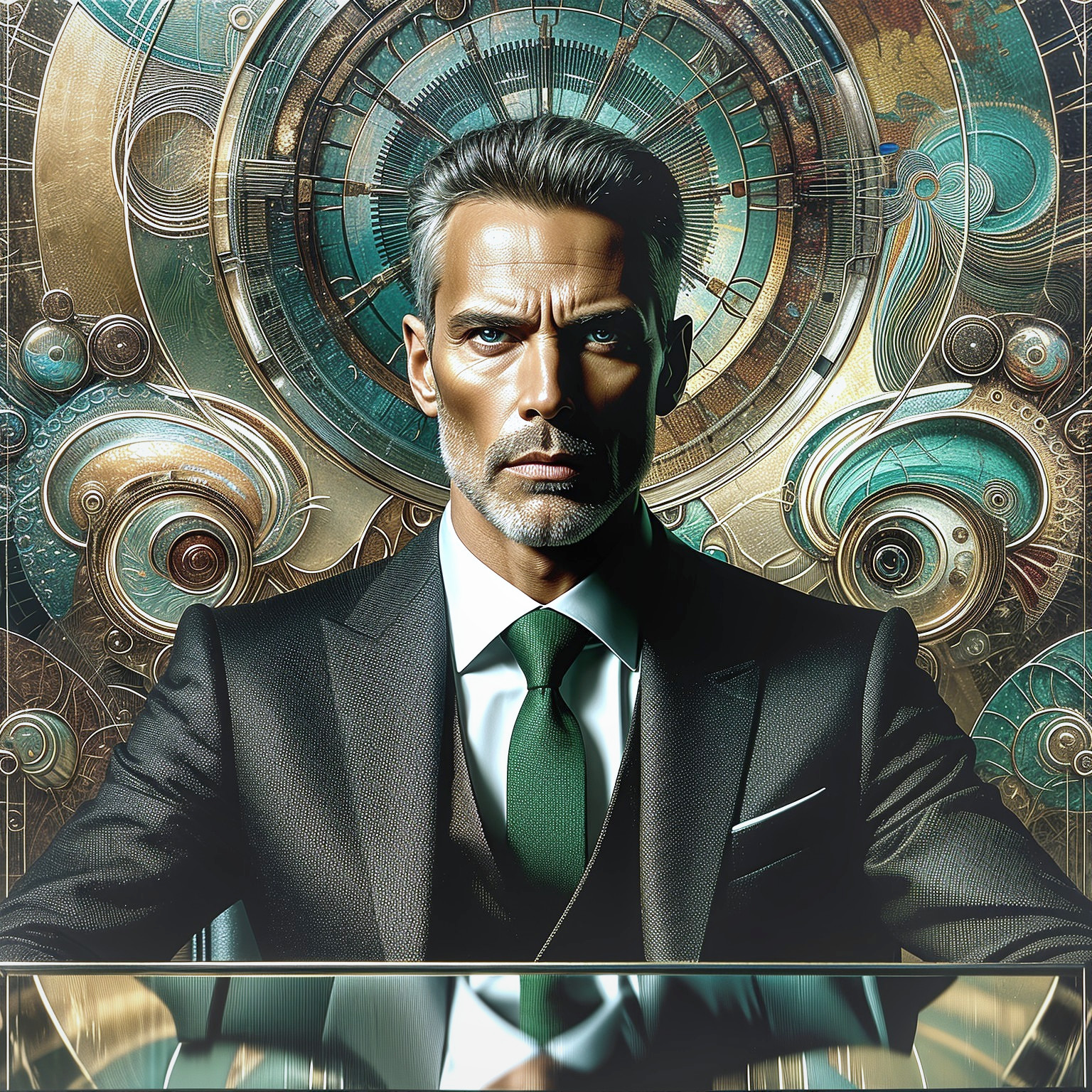 Distinguished Man in Tailored Suit with Elegant Backdrop