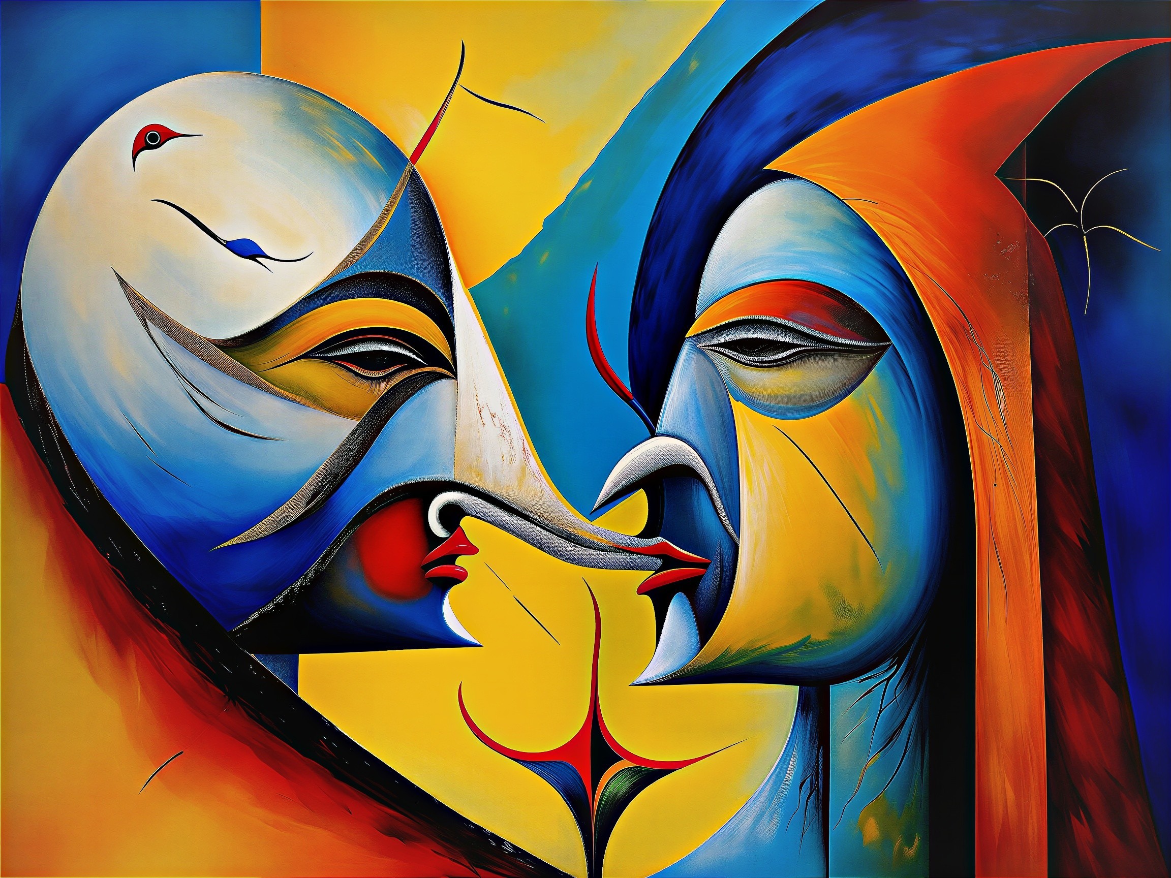 Abstract Faces in Contrasting Colors and Expressions