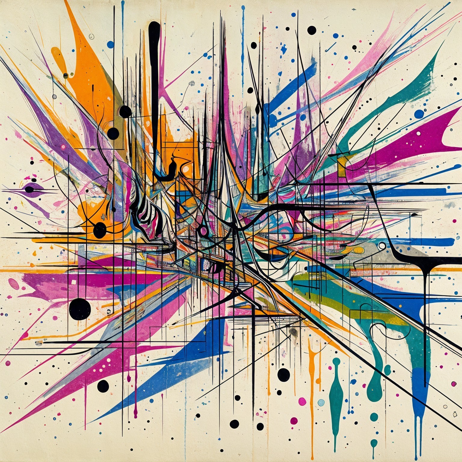 Vibrant Abstract Artwork with Dynamic Colors and Shapes