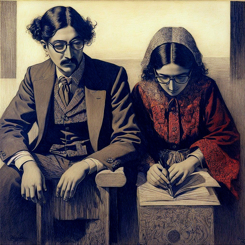 Seated Couple in Formal and Traditional Attire