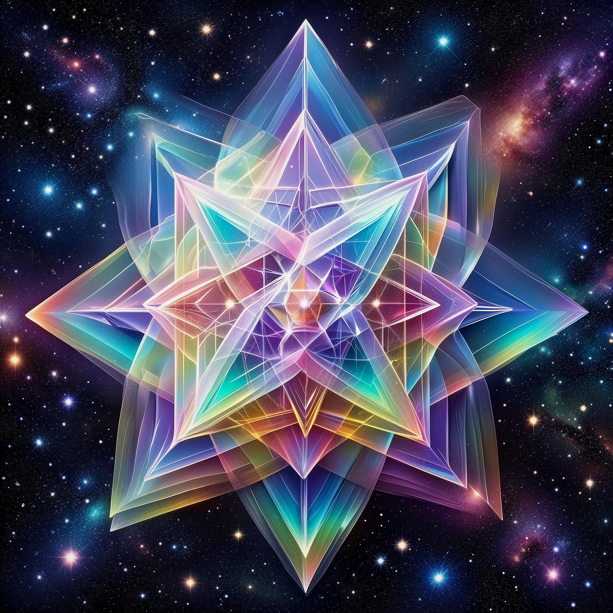 Luminous Geometric Star in Cosmic Backdrop