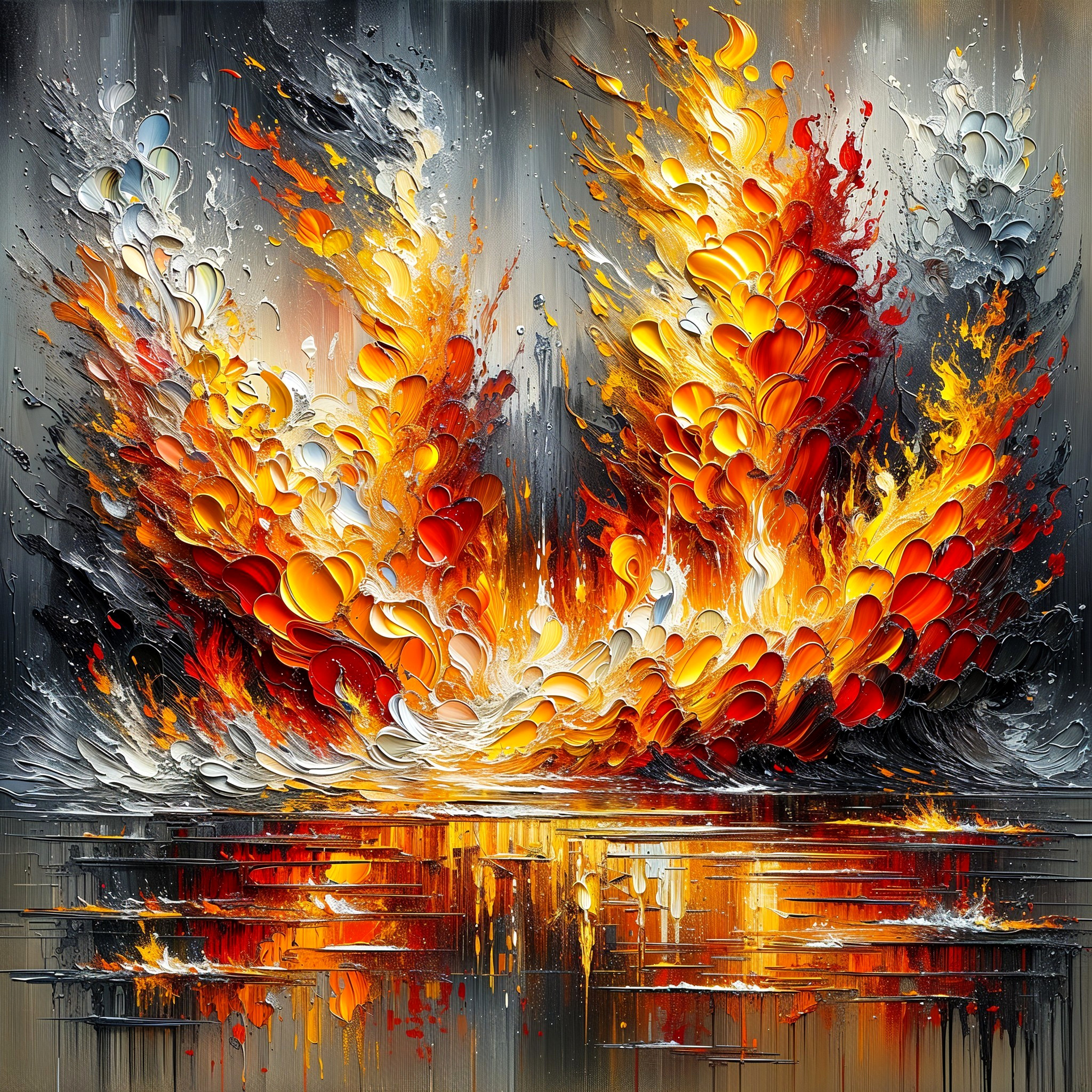 Abstract Artwork of Colorful Swirling Flames