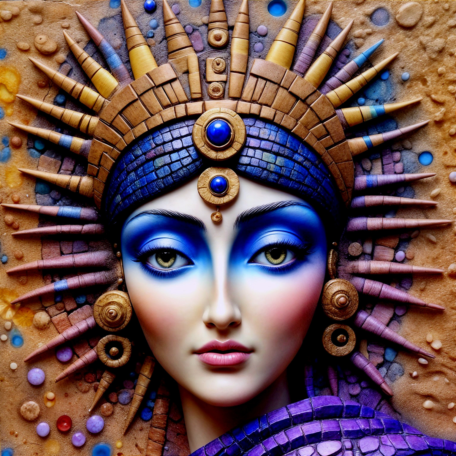 Stylized Portrait of a Woman with Vibrant Features