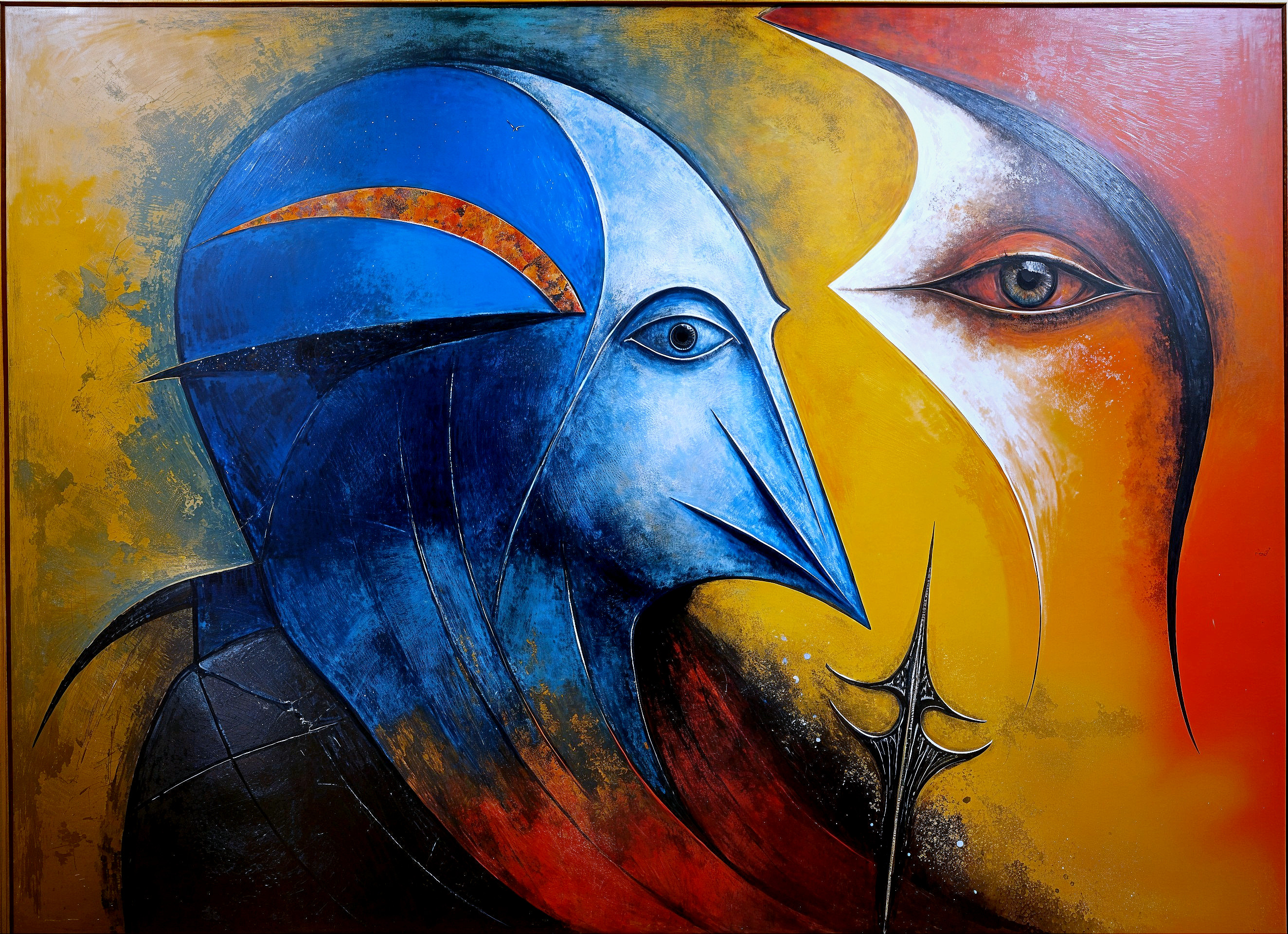 Abstract Faces with Vibrant Colors and Dynamic Tension