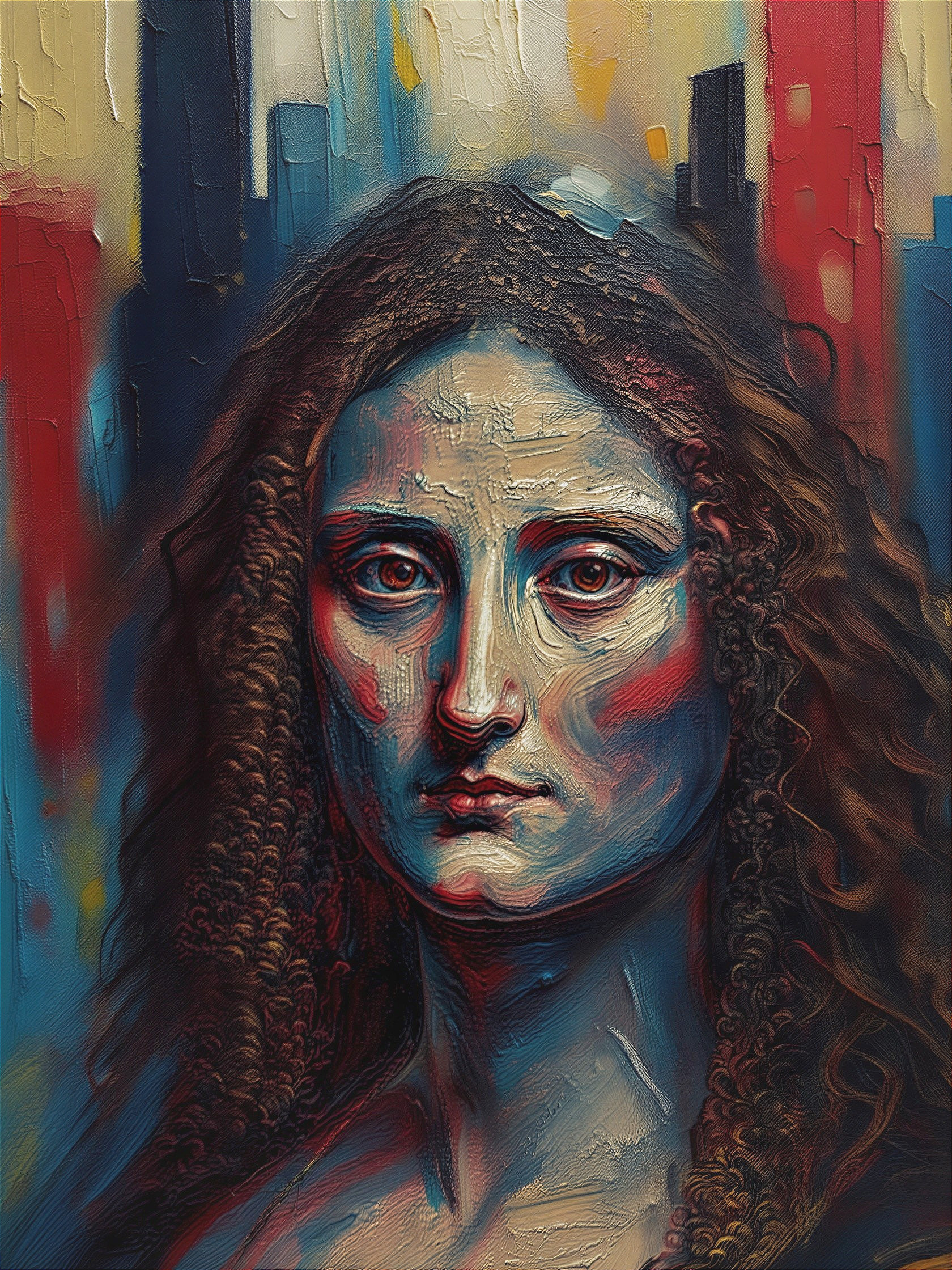 Portrait of a Woman with Abstract Background Colors