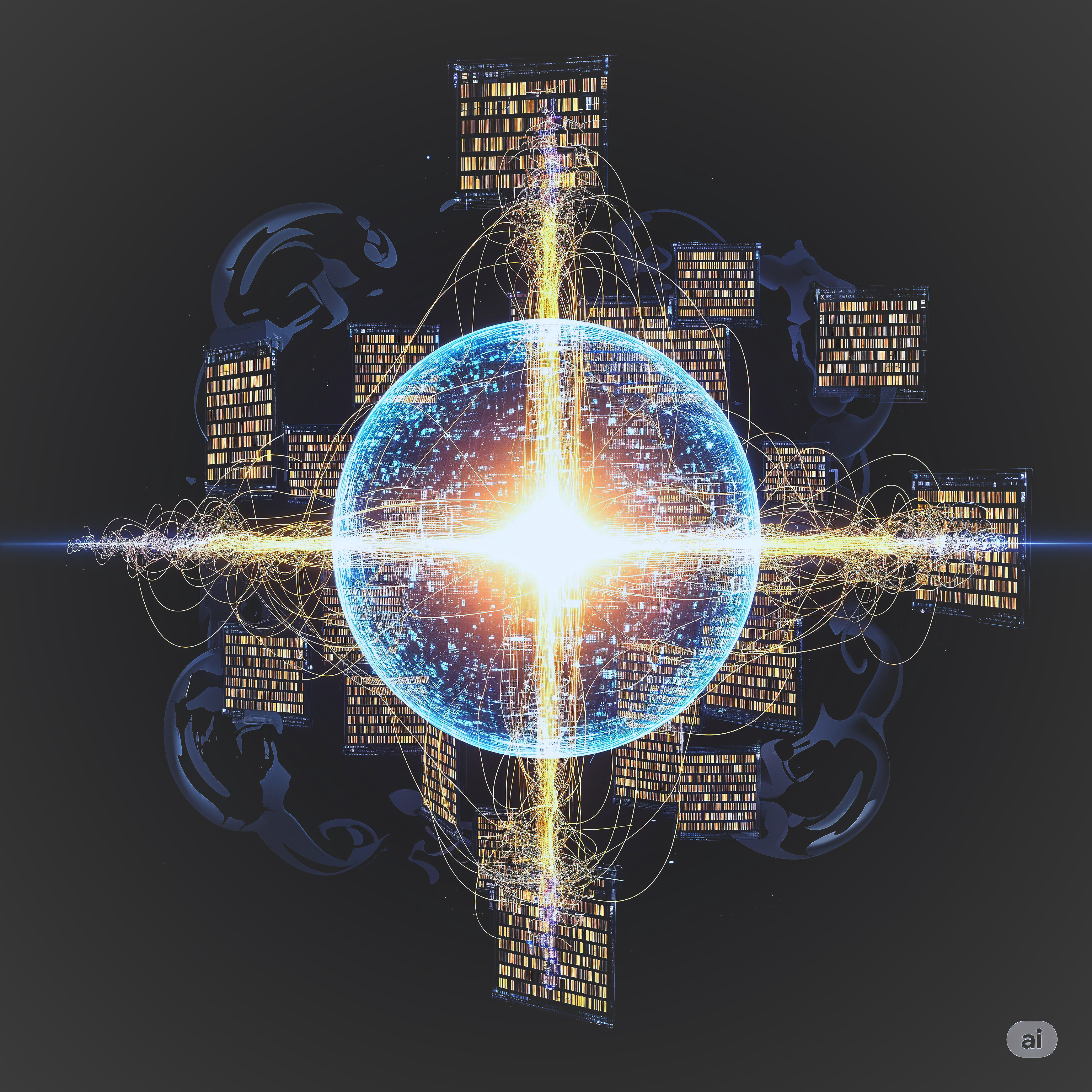 Luminous Spherical Core with Swirling Energy Patterns