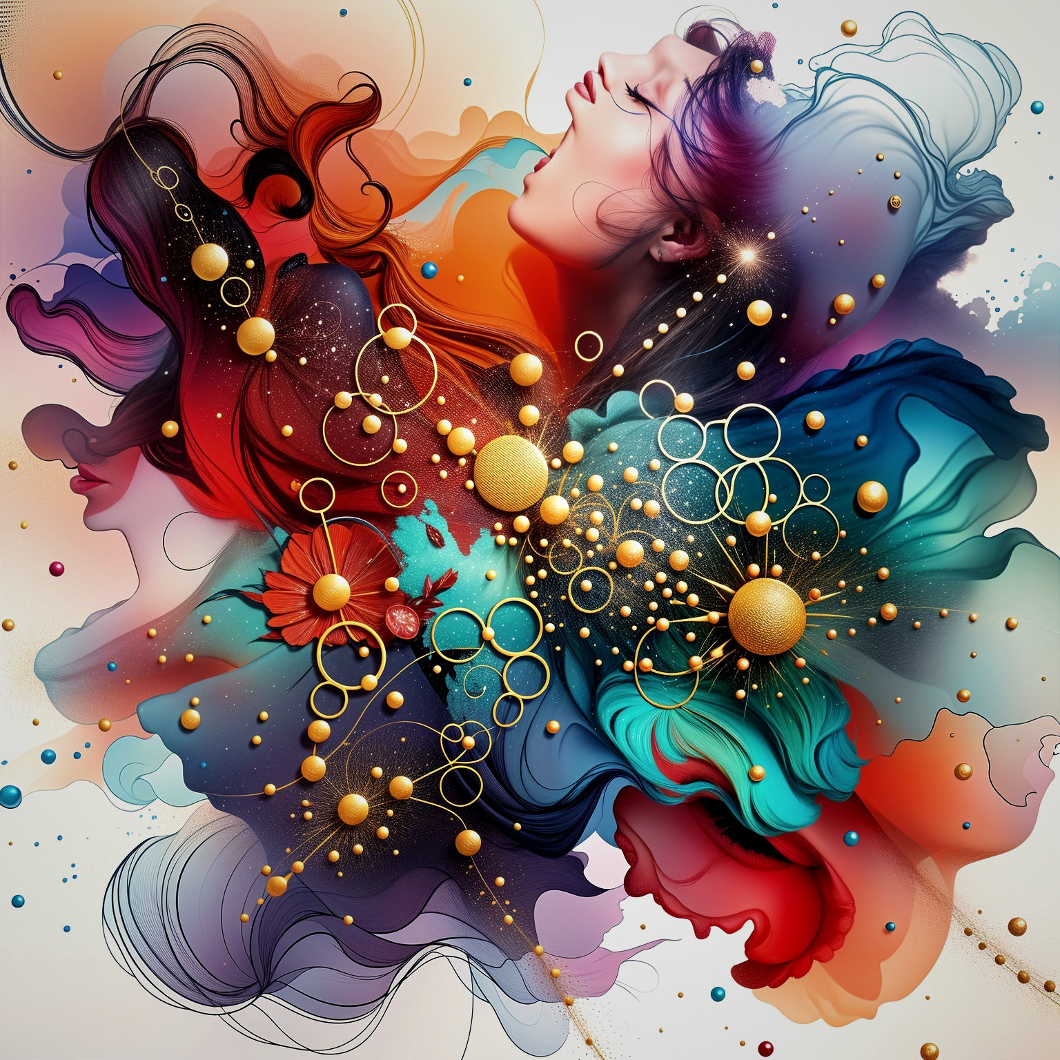 Abstract Composition with Vibrant Color Swirls