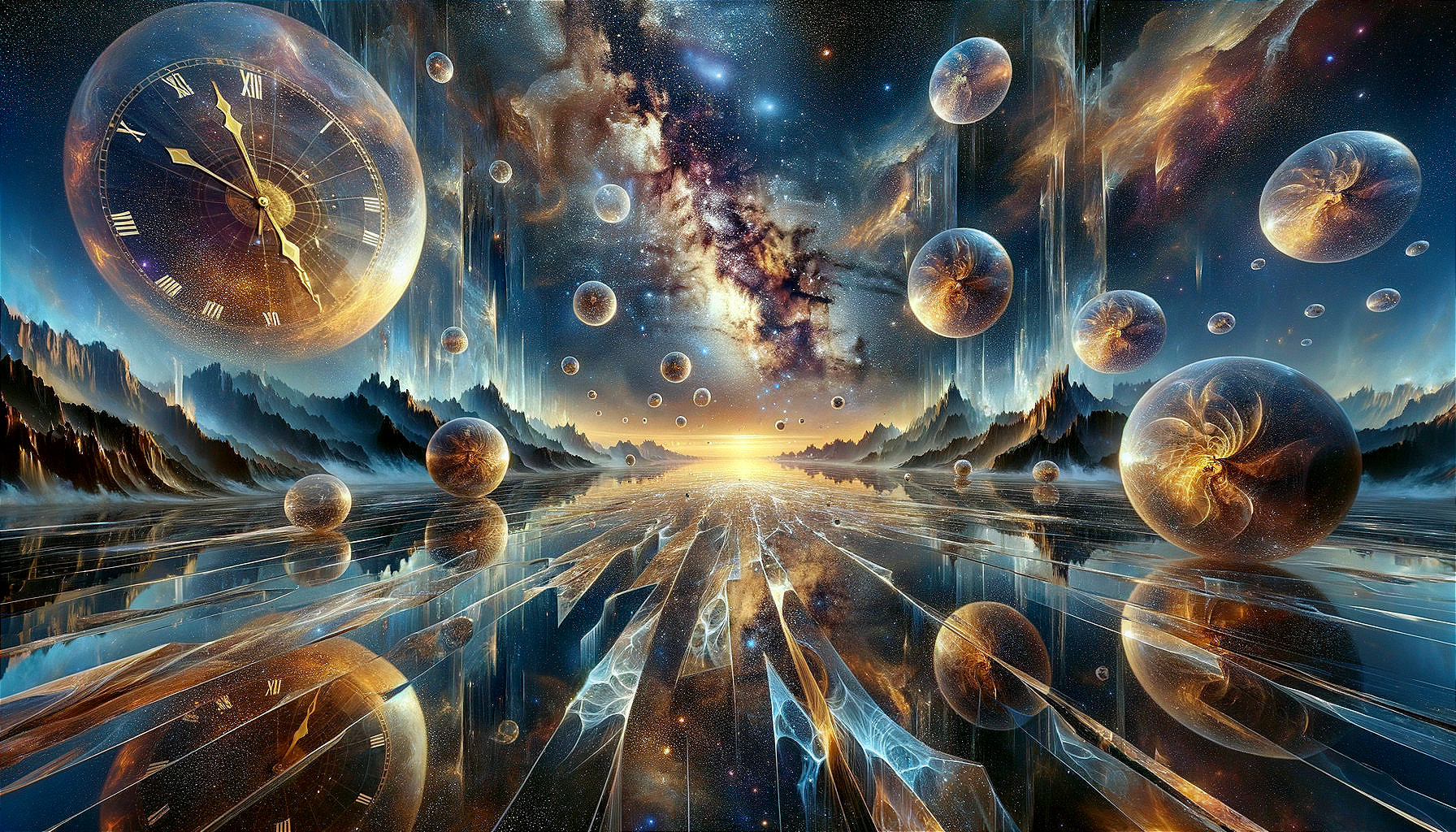 Cosmic Landscape with Floating Spheres and Galaxy