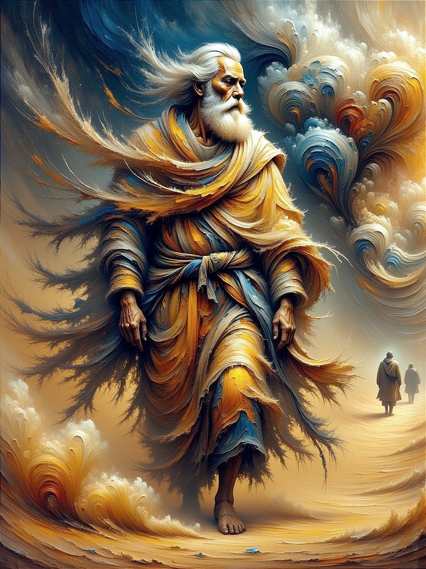 Ethereal Figure in Vibrant Colorful Landscape