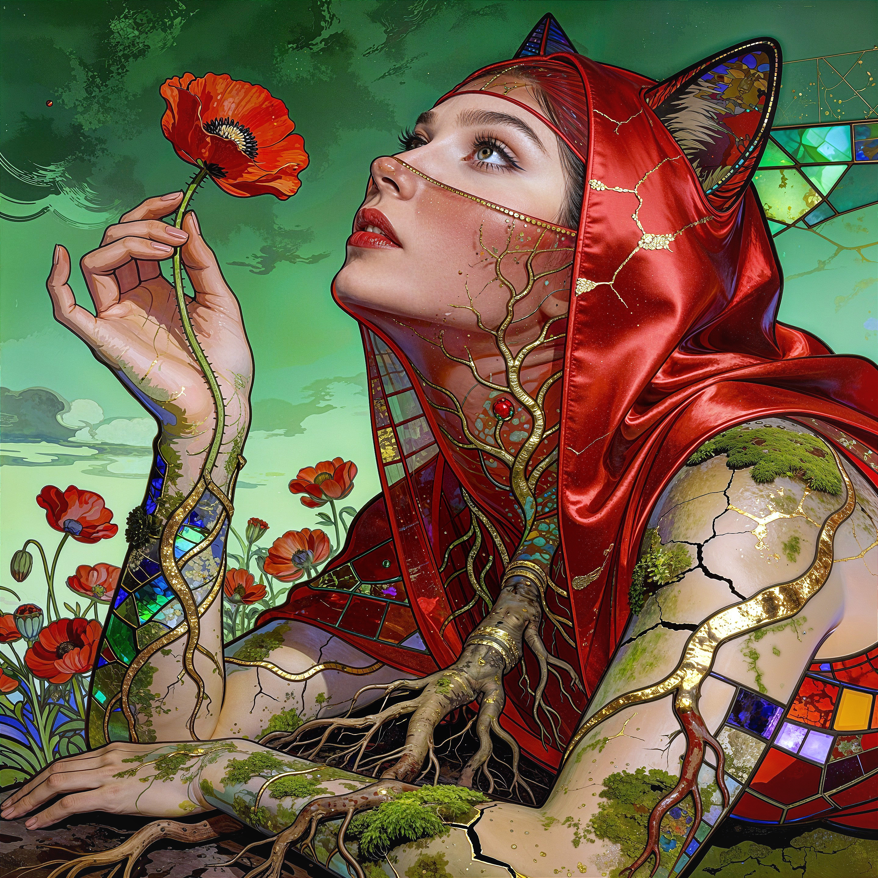 Fantasy Neo-Traditional Painting of a Woman with Nature