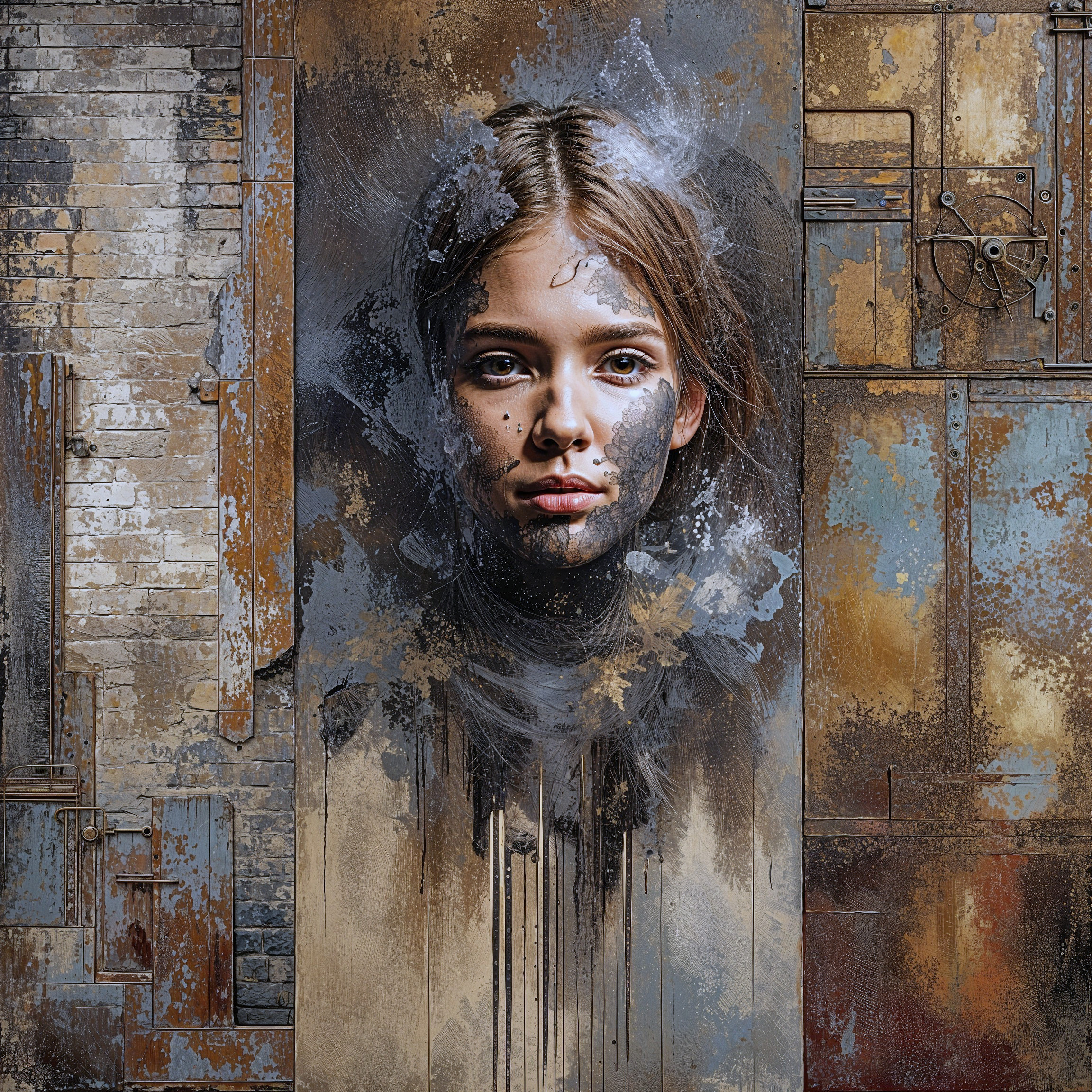 Portrait of a Woman with Abstract Background Texture