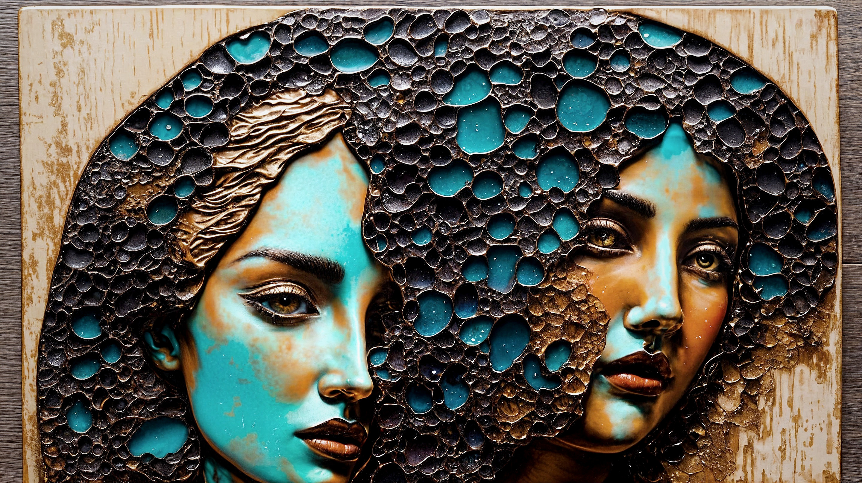 Intricately Sculpted Female Faces with Metallic Sheen