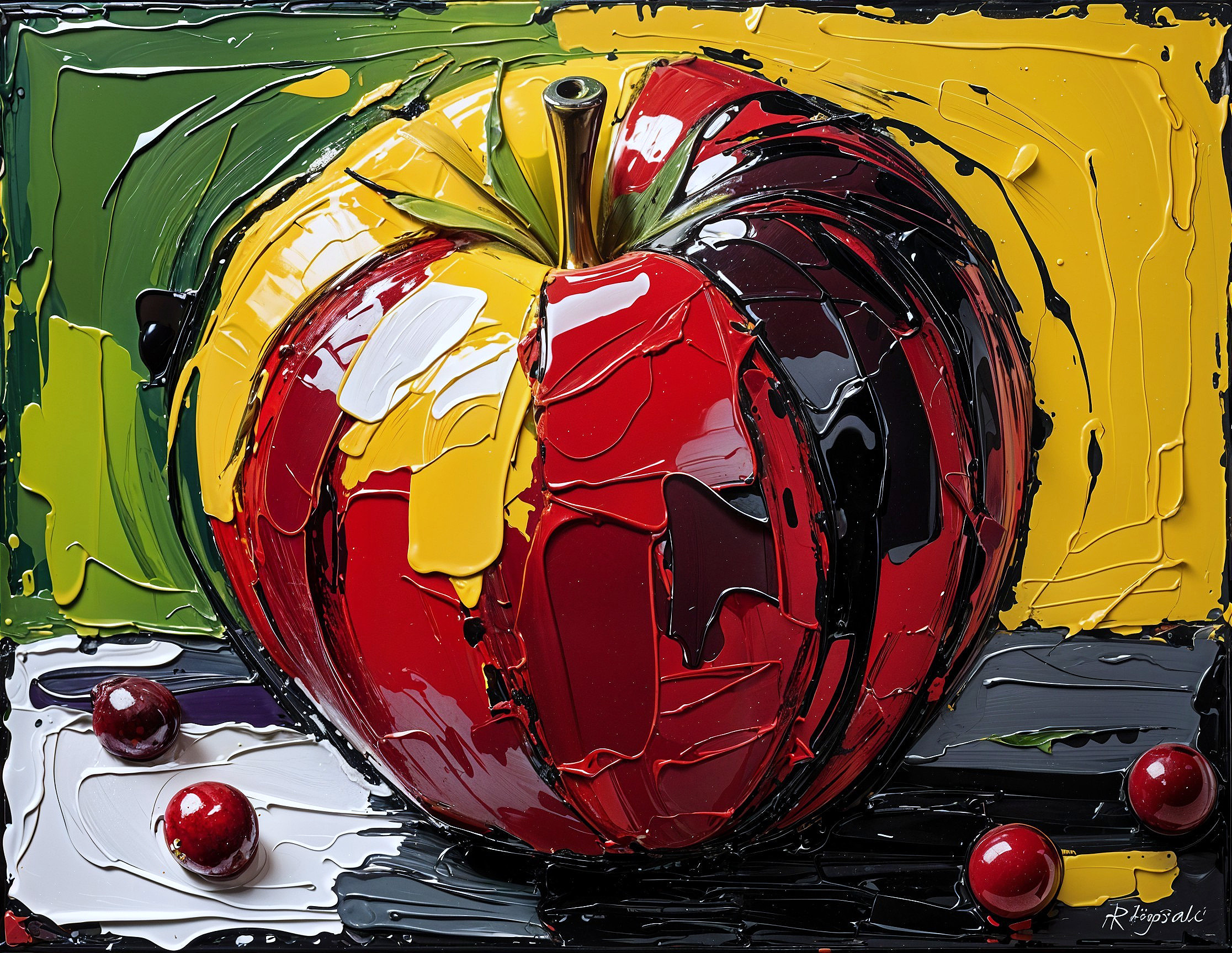 Abstract Painting of a Large Stylized Tomato