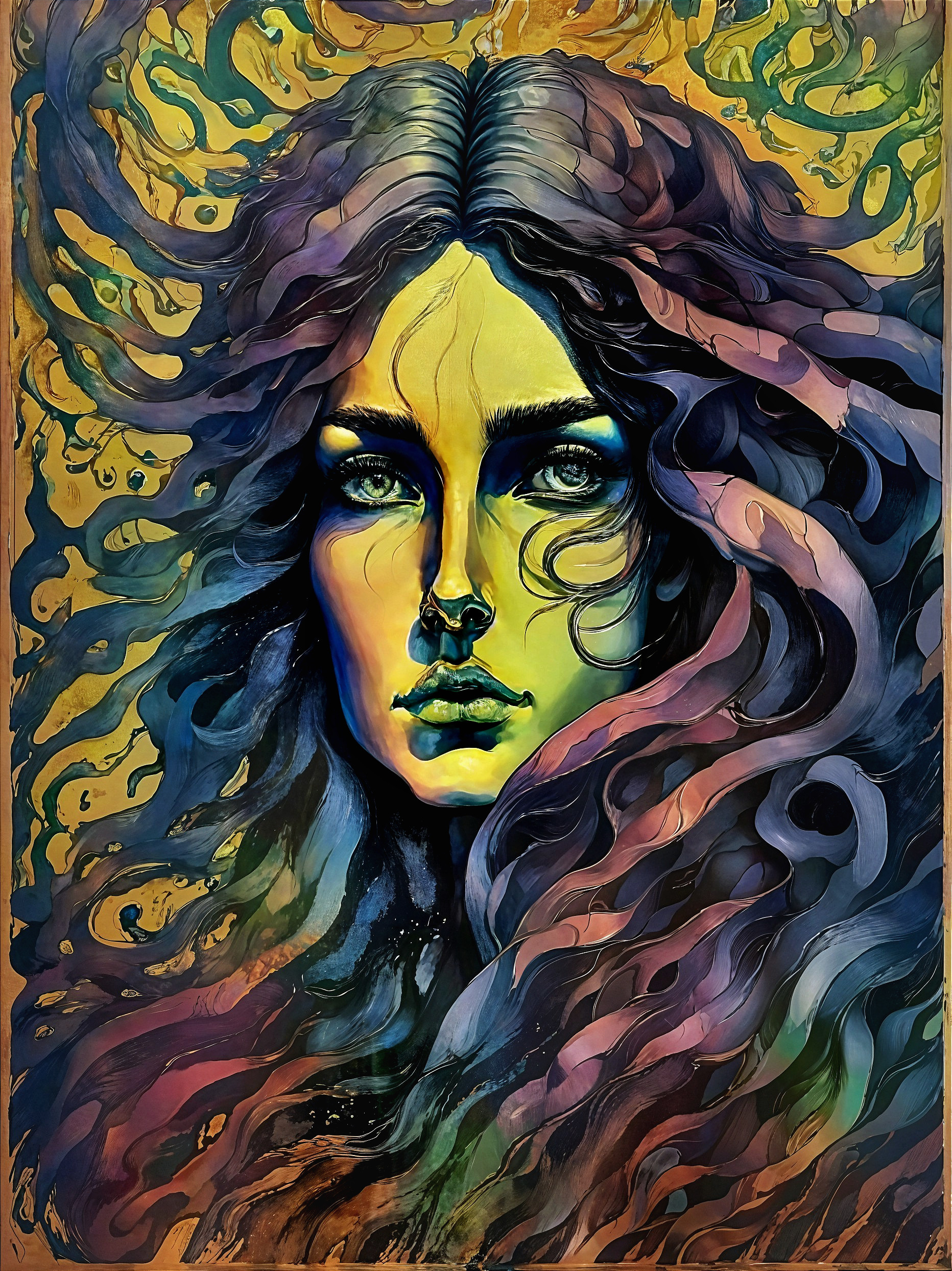 Vibrant Portrait of a Woman with Colorful Hair