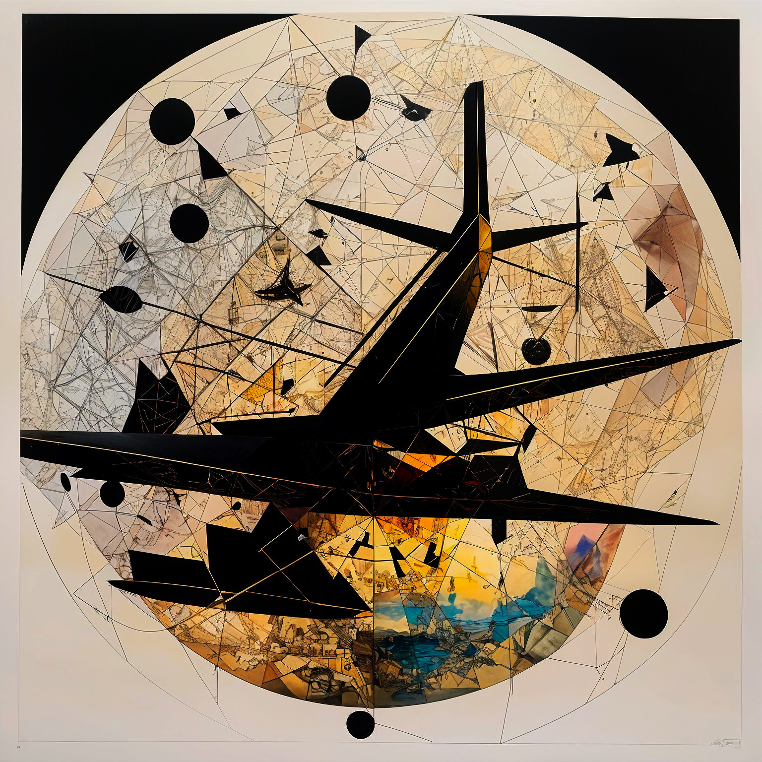 Dynamic Abstract Airplane Composition with Geometric Shapes