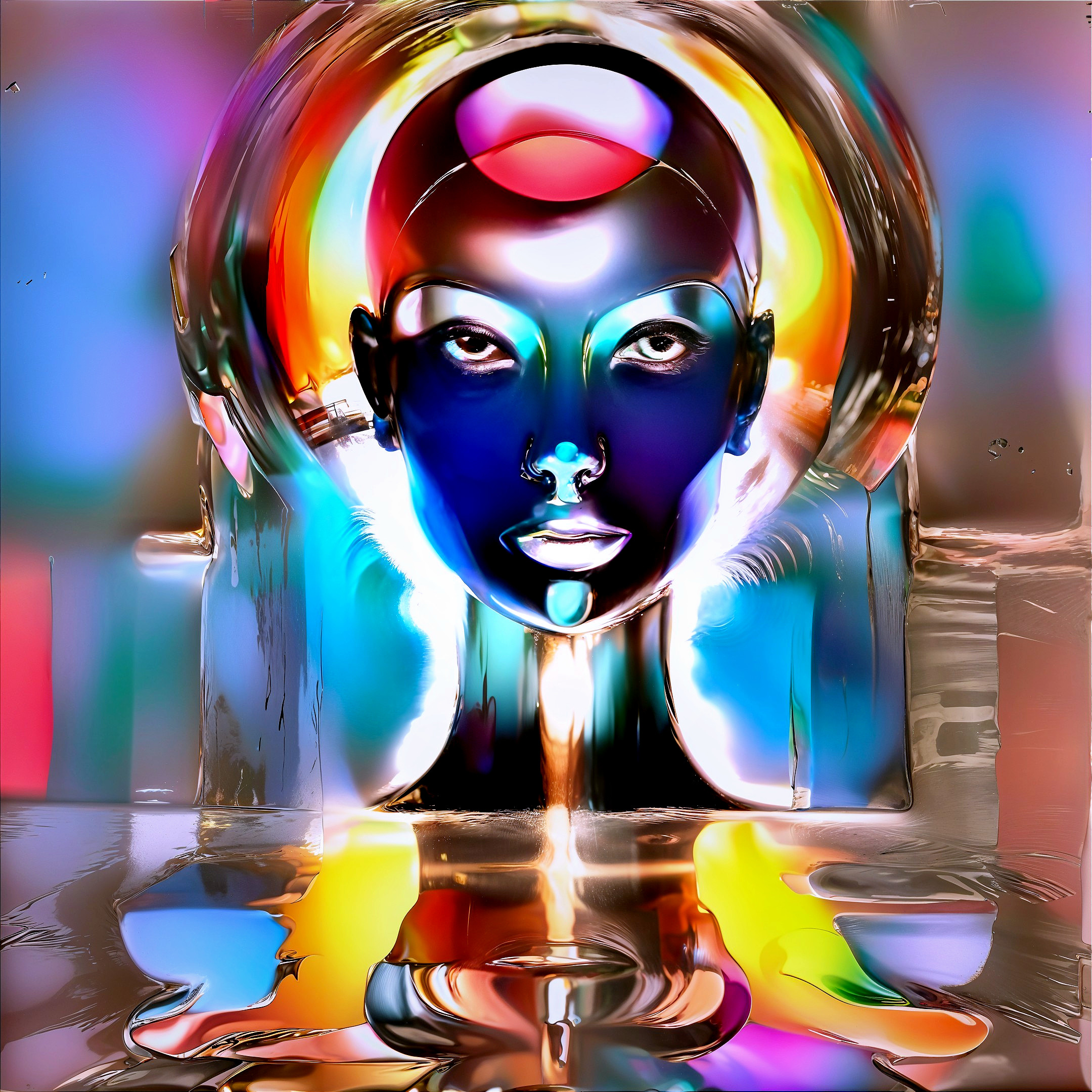 Futuristic Abstract Human Face with Vibrant Colors
