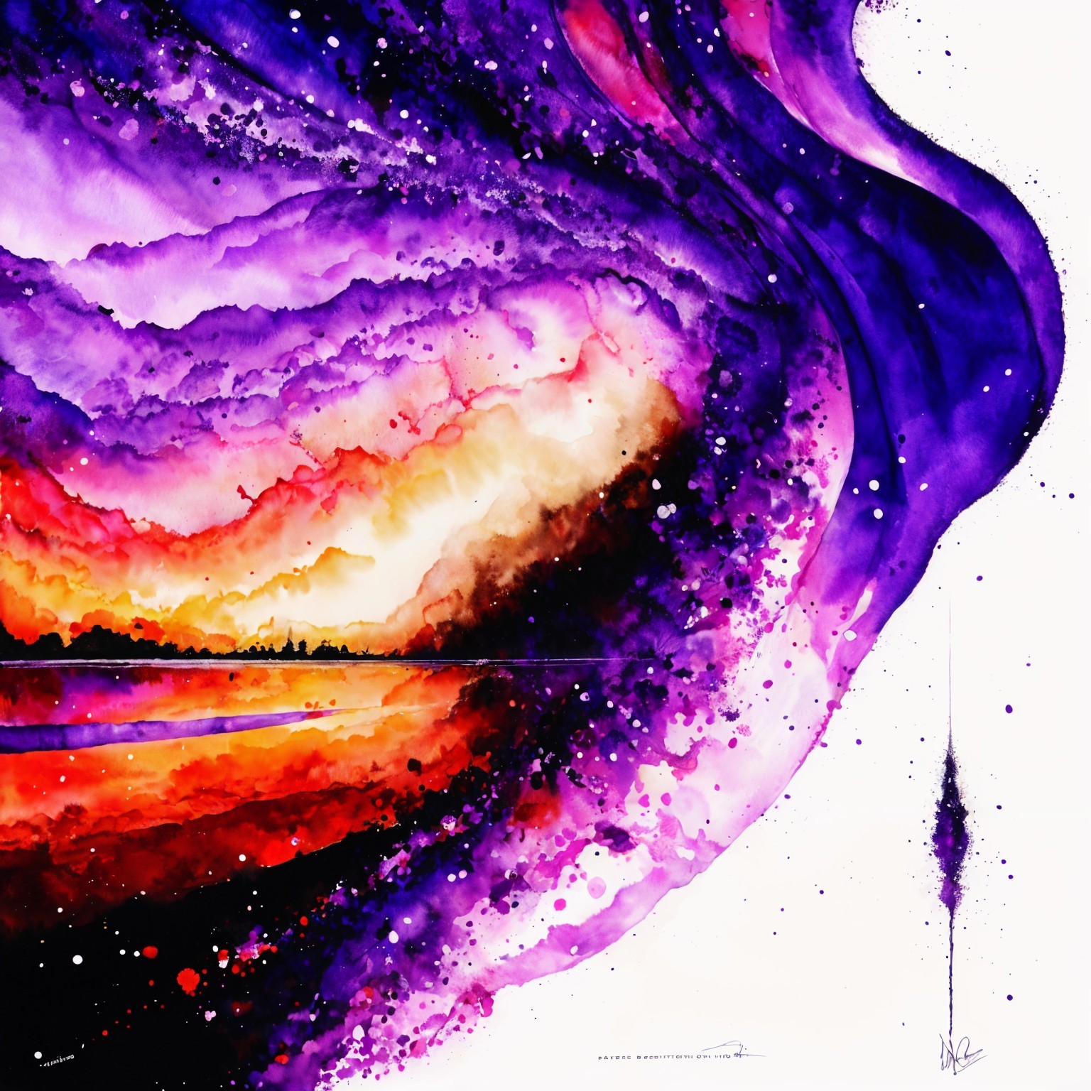 Vibrant Watercolor Cosmos with Celestial Movement