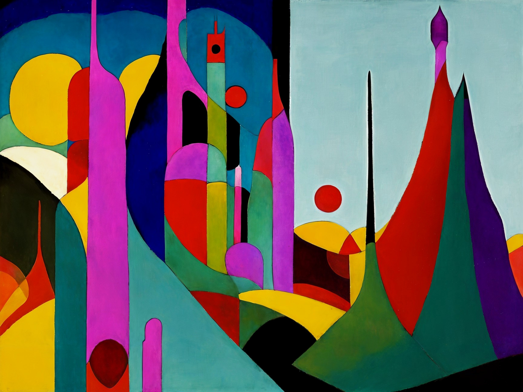 Abstract Composition with Vibrant Colors and Shapes