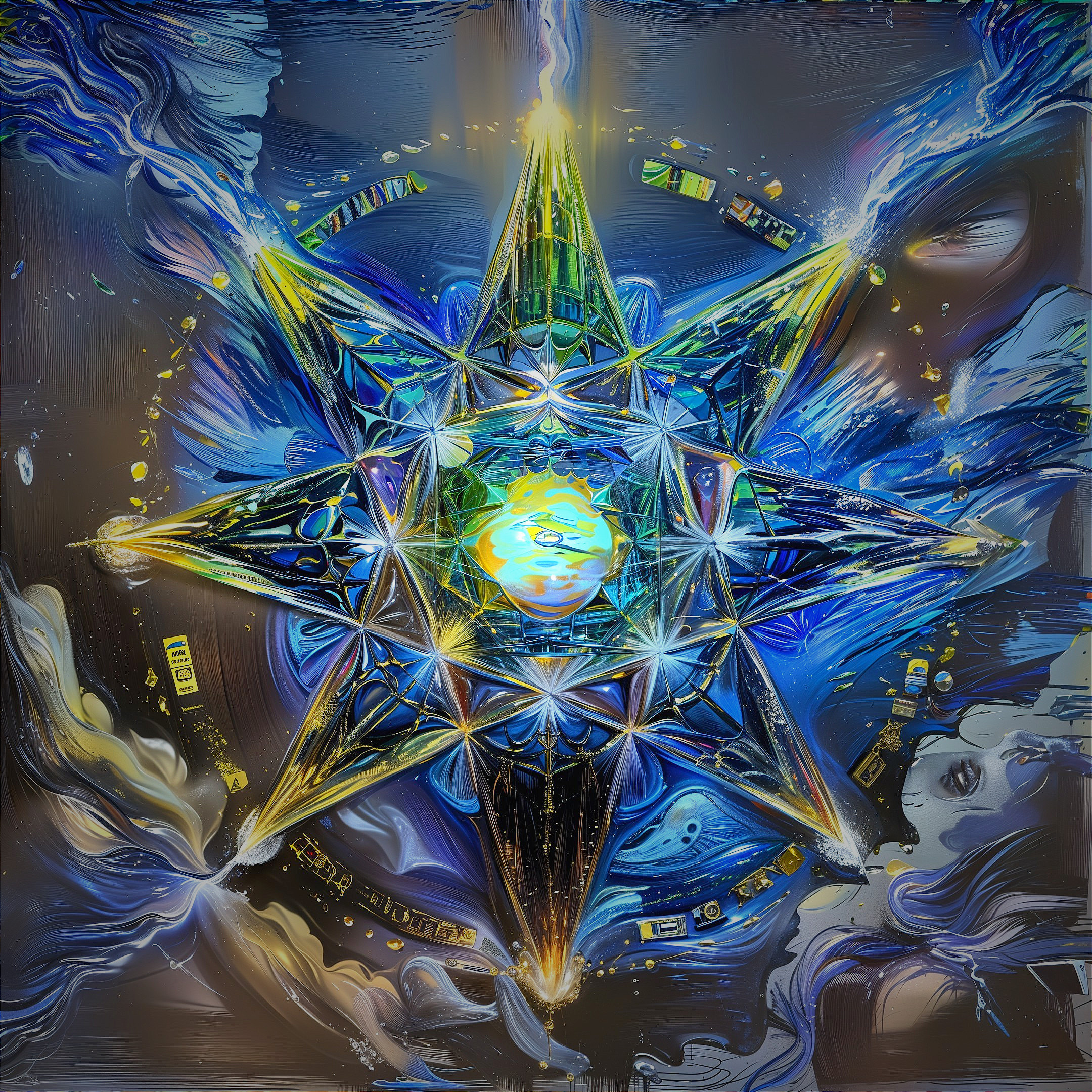 Radiant Star-Shaped Structure with Geometric Patterns