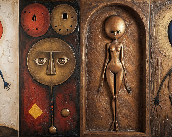 Stylized Humanoid Figures in Unique Frames and Colors
