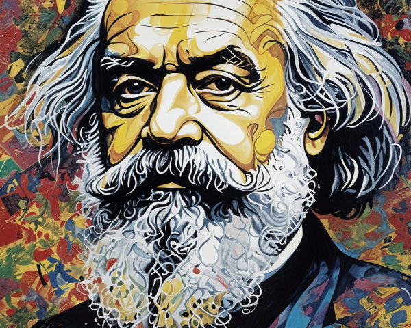 Abstract Portrait of Karl Marx with Bold Colors