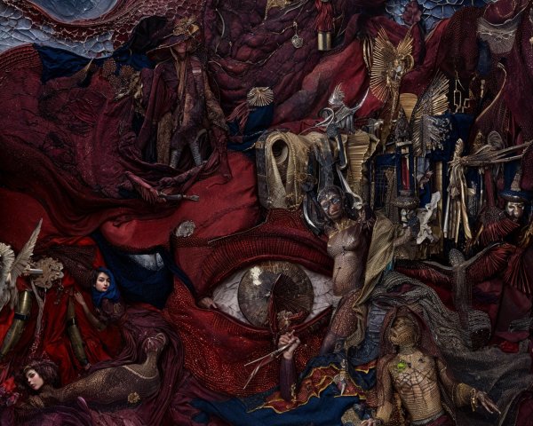 Surreal Tapestry of Colors and Textures with Eye Motif