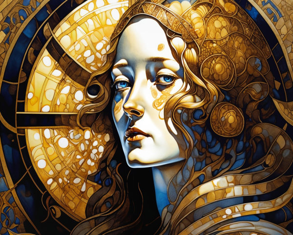 Intricate Portrait of a Woman with Ornate Background