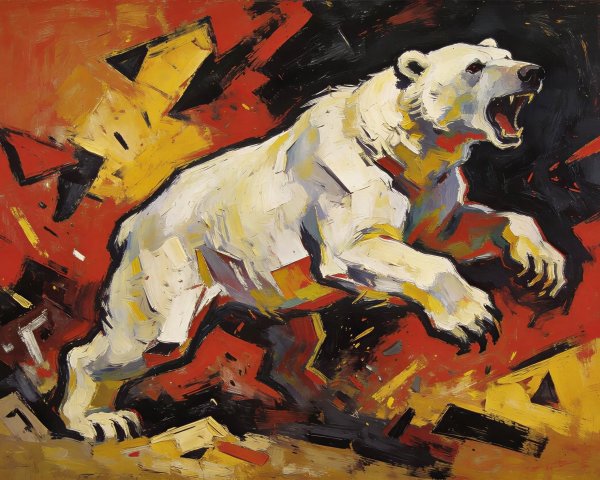 Expressionist Painting of a Polar Bear in Motion