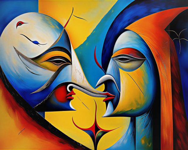 Abstract Faces in Contrasting Colors and Expressions