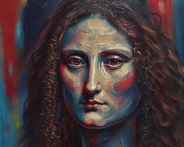 Portrait of a Woman with Abstract Background Colors