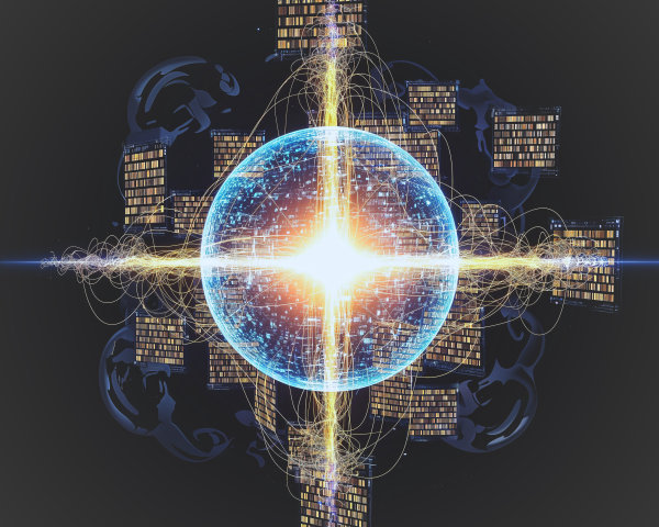 Luminous Spherical Core with Swirling Energy Patterns