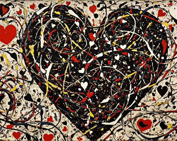 Intricate Heart Design with Colorful Swirls and Lines