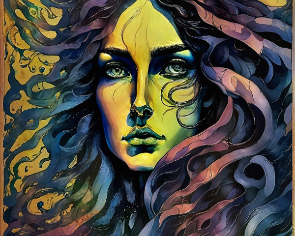 Vibrant Portrait of a Woman with Colorful Hair