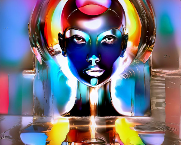Futuristic Abstract Human Face with Vibrant Colors