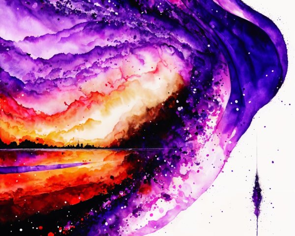 Vibrant Watercolor Cosmos with Celestial Movement