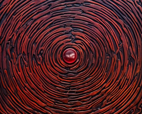 Textured Surface with Swirling Red and Black Patterns