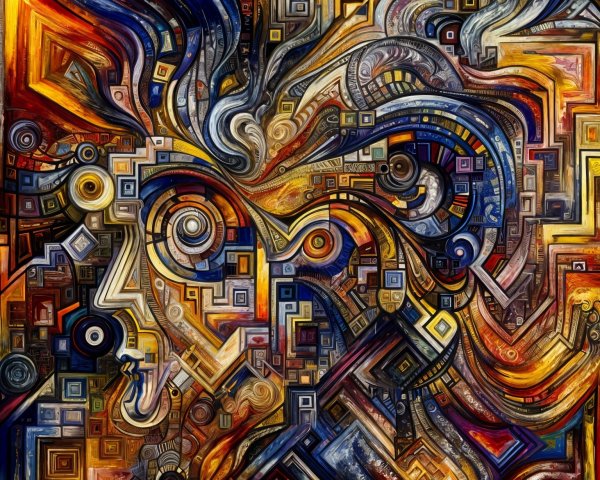 Abstract Composition with Vibrant Colors and Patterns