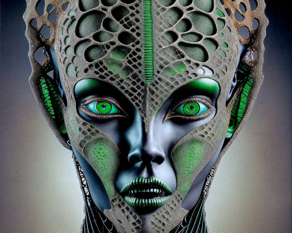 Intricate Alien Figure with Symmetrical Features