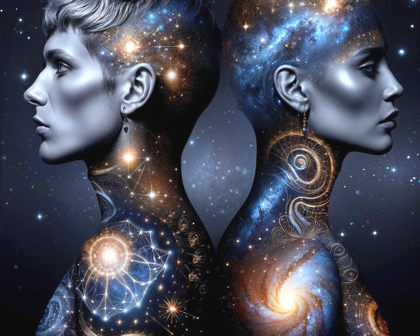 Abstract Figures with Cosmic Patterns and Unity Themes