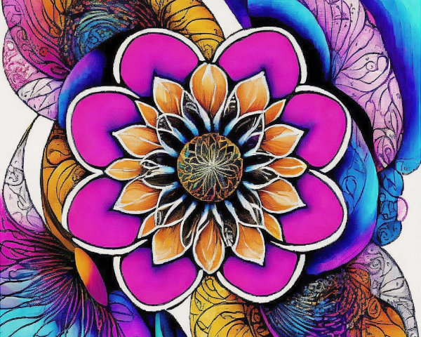 Vibrant Abstract Flower Design with Bold Colors