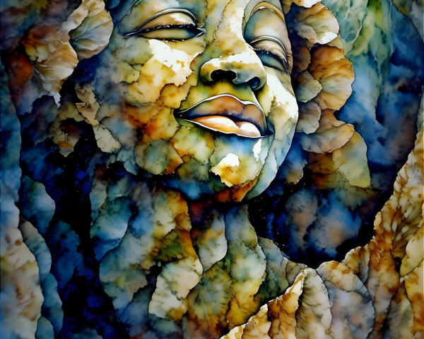 Serene Woman's Face Against Organic Textured Background