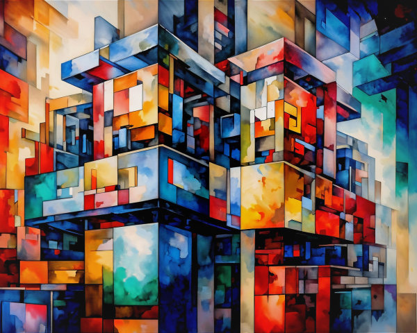 Vibrant Abstract Composition of Geometric Shapes