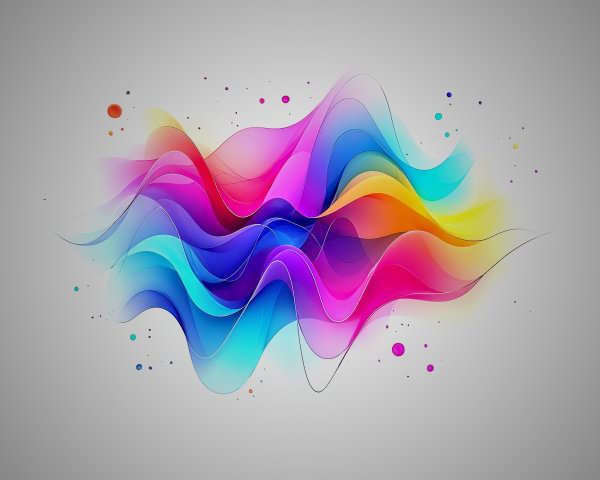 Vibrant Abstract Design with Flowing Waves and Dots