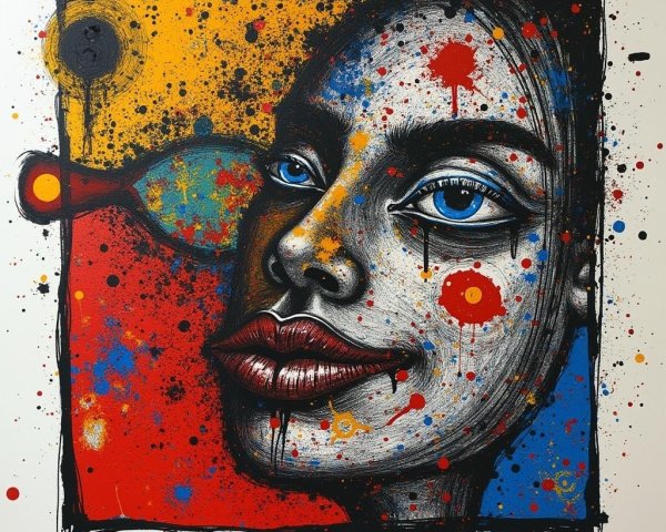 Portrait of a Woman with Colorful Abstract Elements