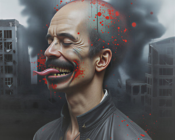 Surreal Grotesque Figure in Dystopian Landscape